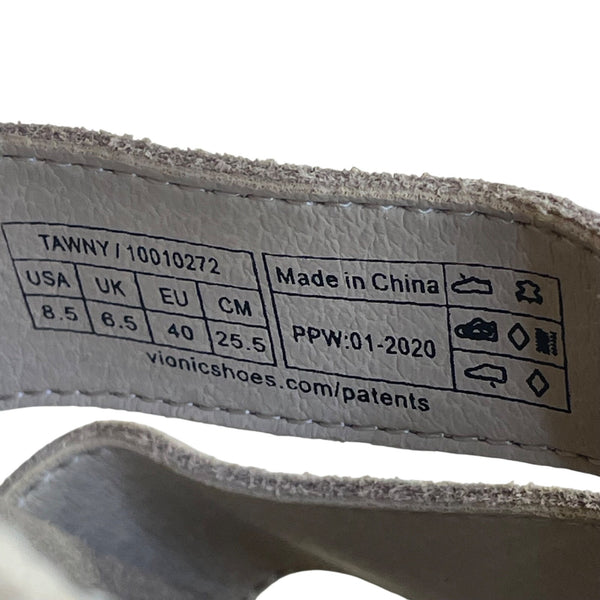 Women’s Beige Suede Strappy Style Adjustable Buckle Wedge Sandals Sz 8.5