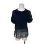 Desigual Womens Black Lace Fringe Hem Top Size XS