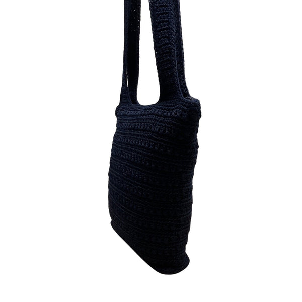 The Sak Women’s Navy Blue Crochet Zipper Closure Double Strap Shoulder Bag Sz M