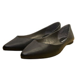 Audrey Brooke Women’s Black Leather Cici Taper Toe Flat Shoes Size 8M