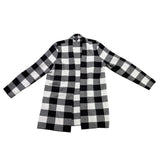 Talbots Womens Black White Merino Checkered Pattern Open Front Cardigan Size L
