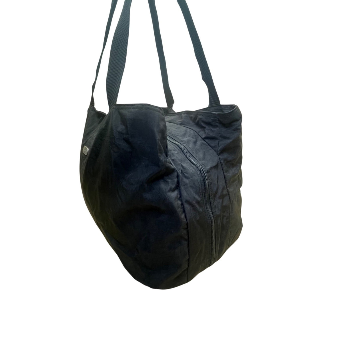 Chicos Women’s Black Nylon Zippered Pockets Travelers Shoulder Straps Tote Bag