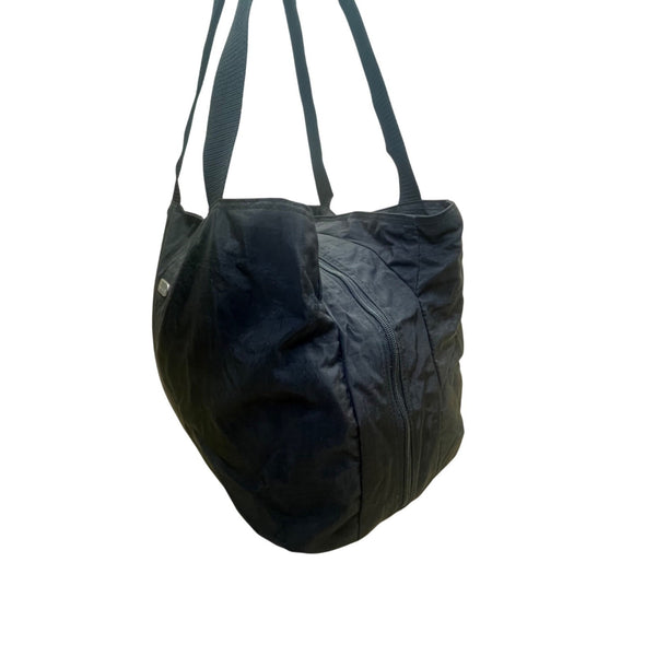 Chicos Women’s Black Nylon Zippered Pockets Travelers Shoulder Straps Tote Bag