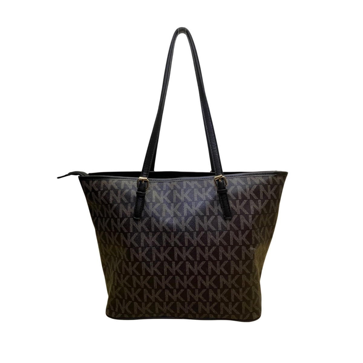 Michael Kors Women’s Brown Monogram Coated Gold-Tone Buckle Accents Tote Bag