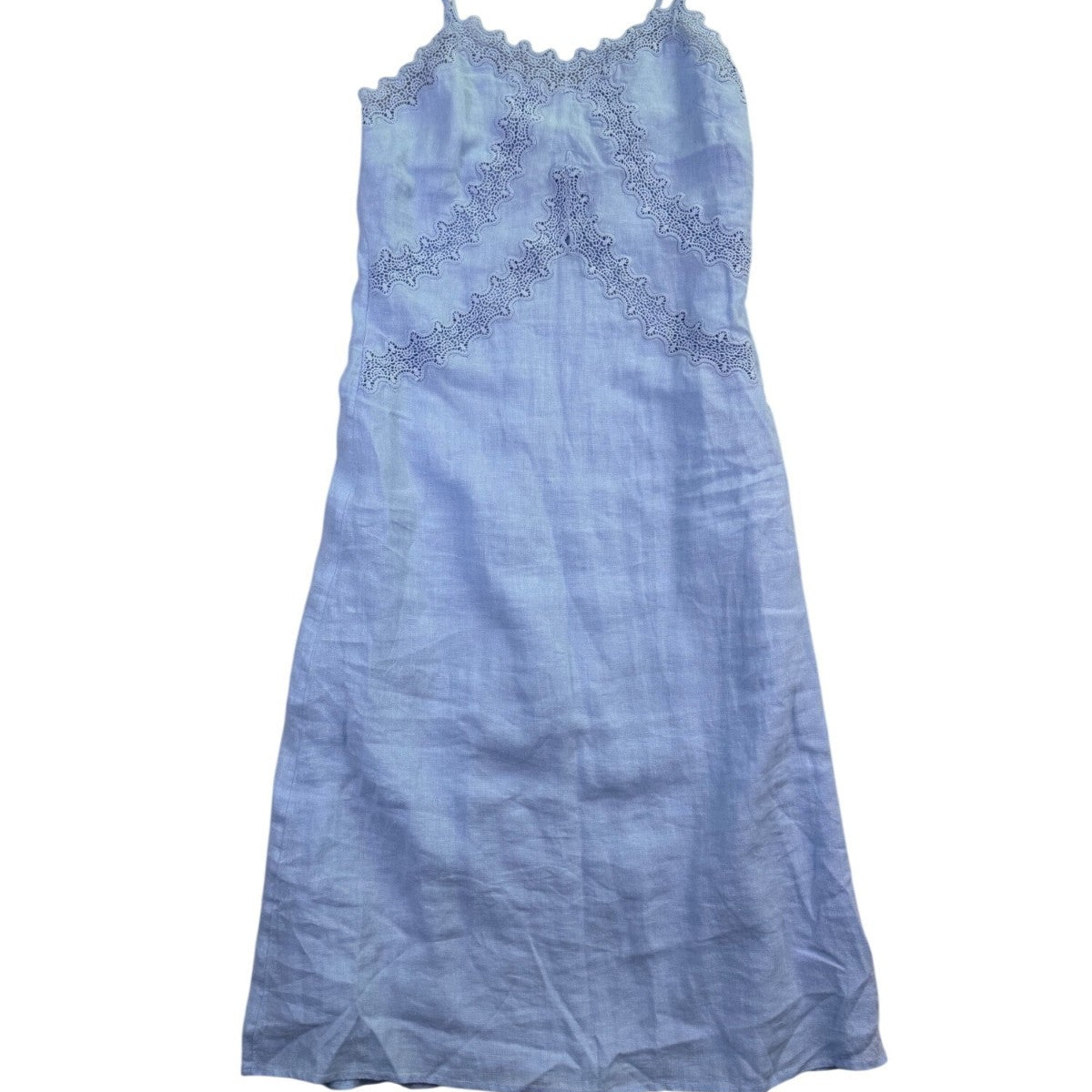 J. Crew Womens Blue Linen Embroidered Slip Dress Lightweight Summer Wear Size 2P