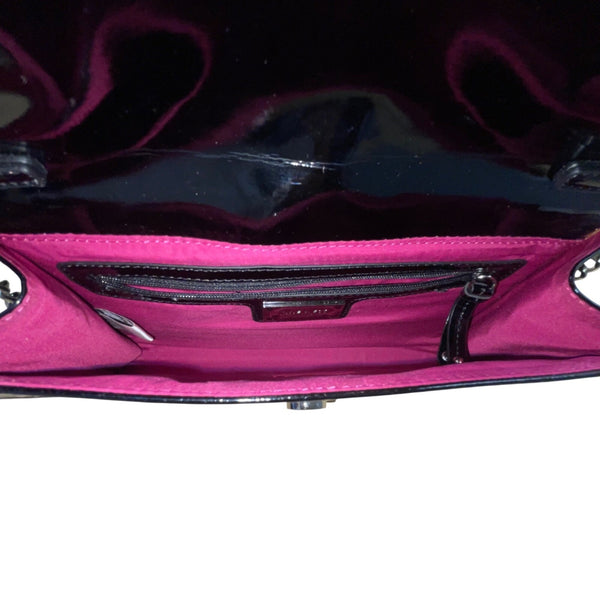 Nine West Women’s Black Patent Leather With Shoulder Chain Strap Clutch