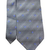 Van Heusen Men’s Gray & Blue 100% Silk Tie Geometric Pattern Made In Korea