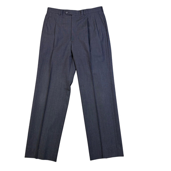 Burberrys Men Navy Wool Pleated Dress Pants Classic Fit Tailored  Size 45x30