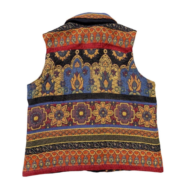 Coldwater Creek Womens Multicolor Button-Up Patterned Vest Size M