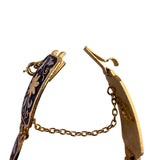 Gold Tone & Black Enamel Floral Bracelet Ladies Handcrafted Spain Safety Clasp