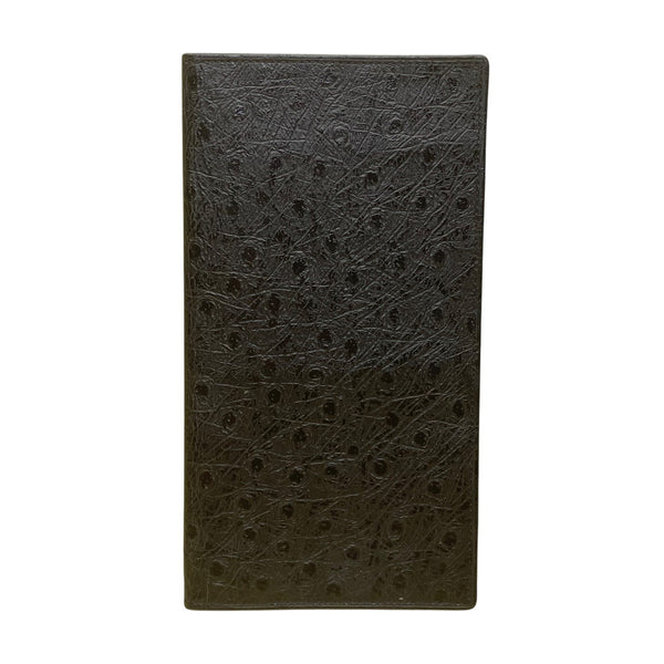 Ostrich Pigskin Black Bi-Fold Embossed Leather With Multiple Card Slots Wallet