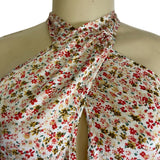 Floral Halter Neck Mini Dress With Ruffle Hem & Open Back New