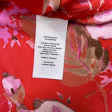 Talbots Women’s Red Floral Polyester Blend Long Sleeve V-Neck Blouse Sz M