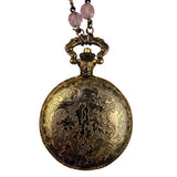 Ferarro Womens Gold Tone Metal Pocket Watch Necklace Quartz Japan Movement
