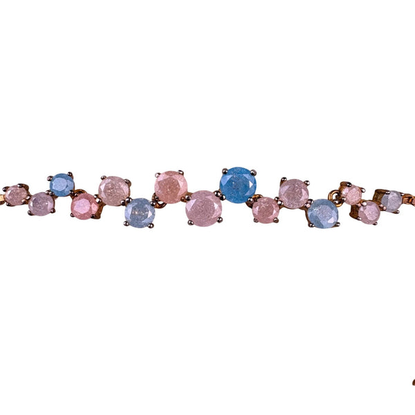 Gold Tone Womens Multi-Color Stone Adjustable Bolo Bracelet With Crystal Accents