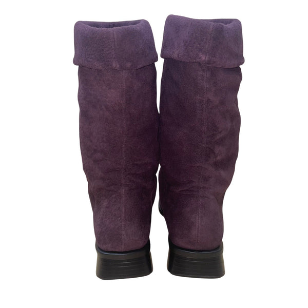 Markon Women’s Purple Suede Foldover Mid-Calf Simon Boots Size 7M