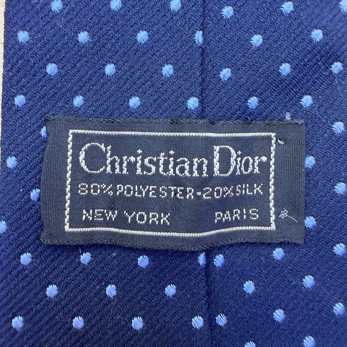 Christian D Mens Navy Blue Polyester & Silk Polka Dot Tie