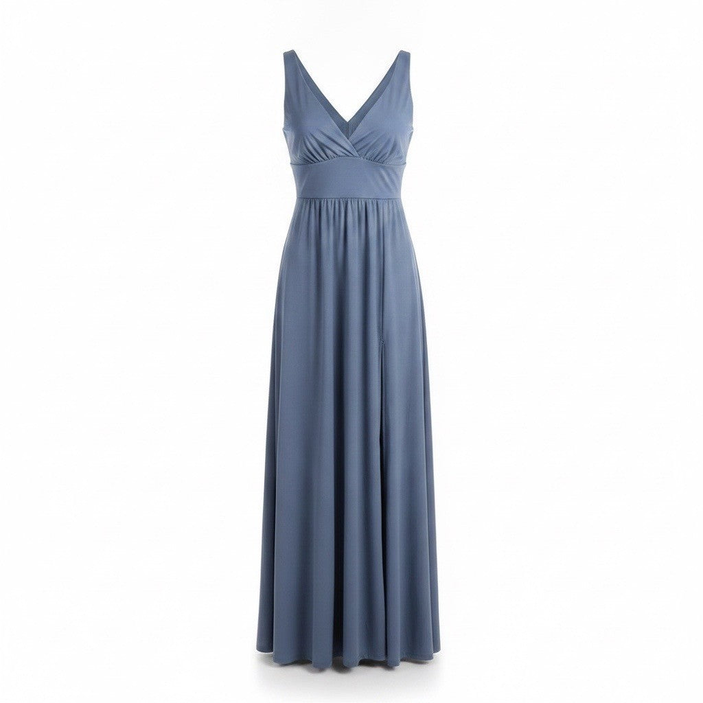 Ever Pretty Womens Blue V-Neck Maxi Dress Sleeveless Flowy Gown Size XL