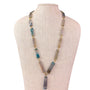 Agate Womens Multicolor Stone Necklace Gold-Tone Plated Rectangular Design
