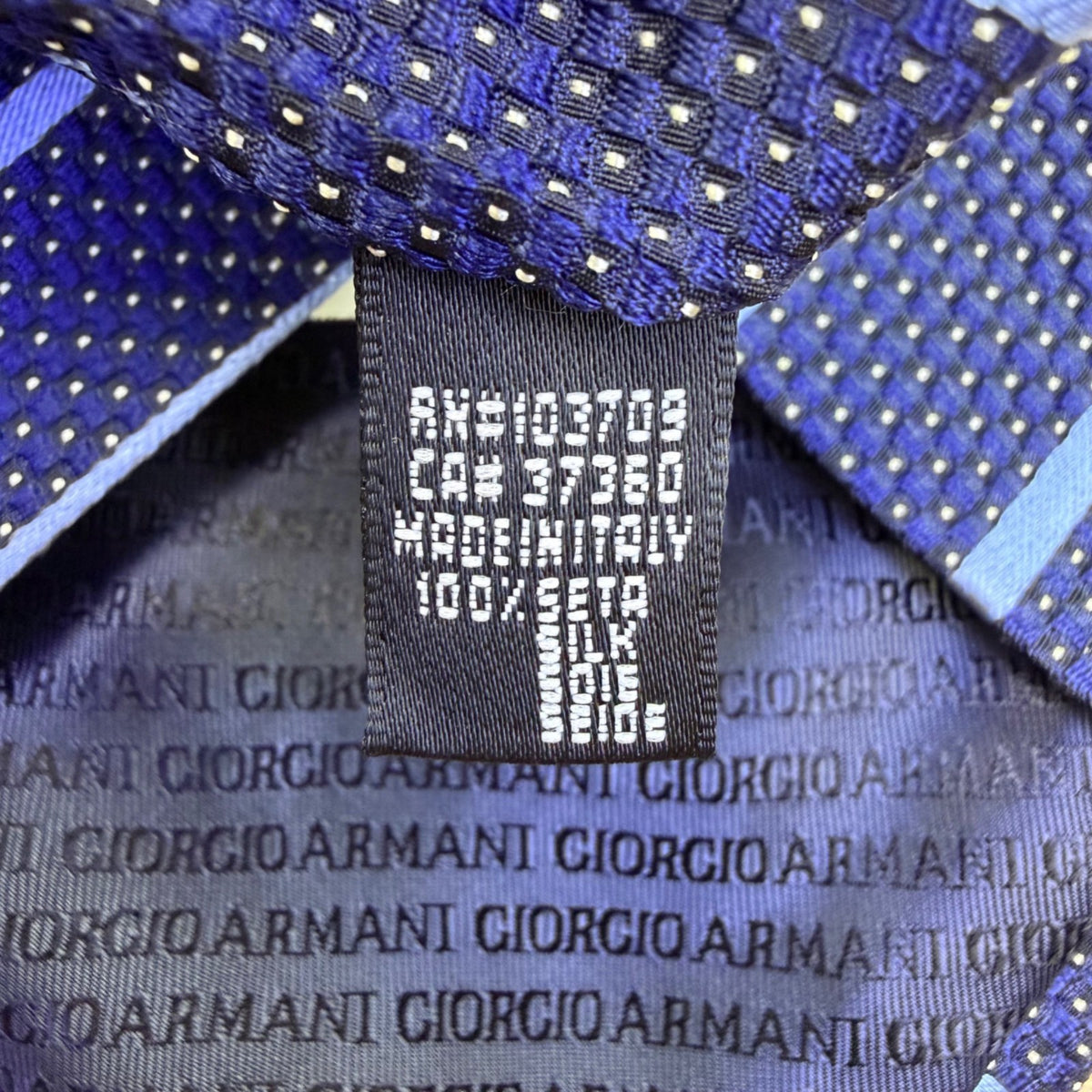 Armani Mens Blue 100% Silk Patterned Striped Tie Made In Italy