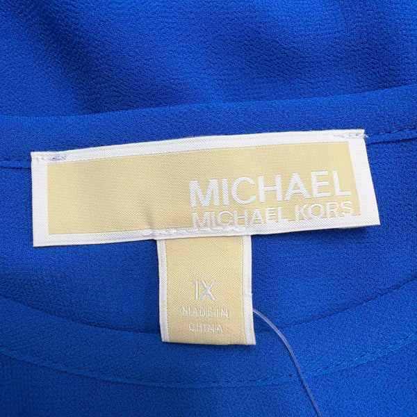 Michael Kors Womens Blue Short Sleeve Layered Hem Top Size 1X