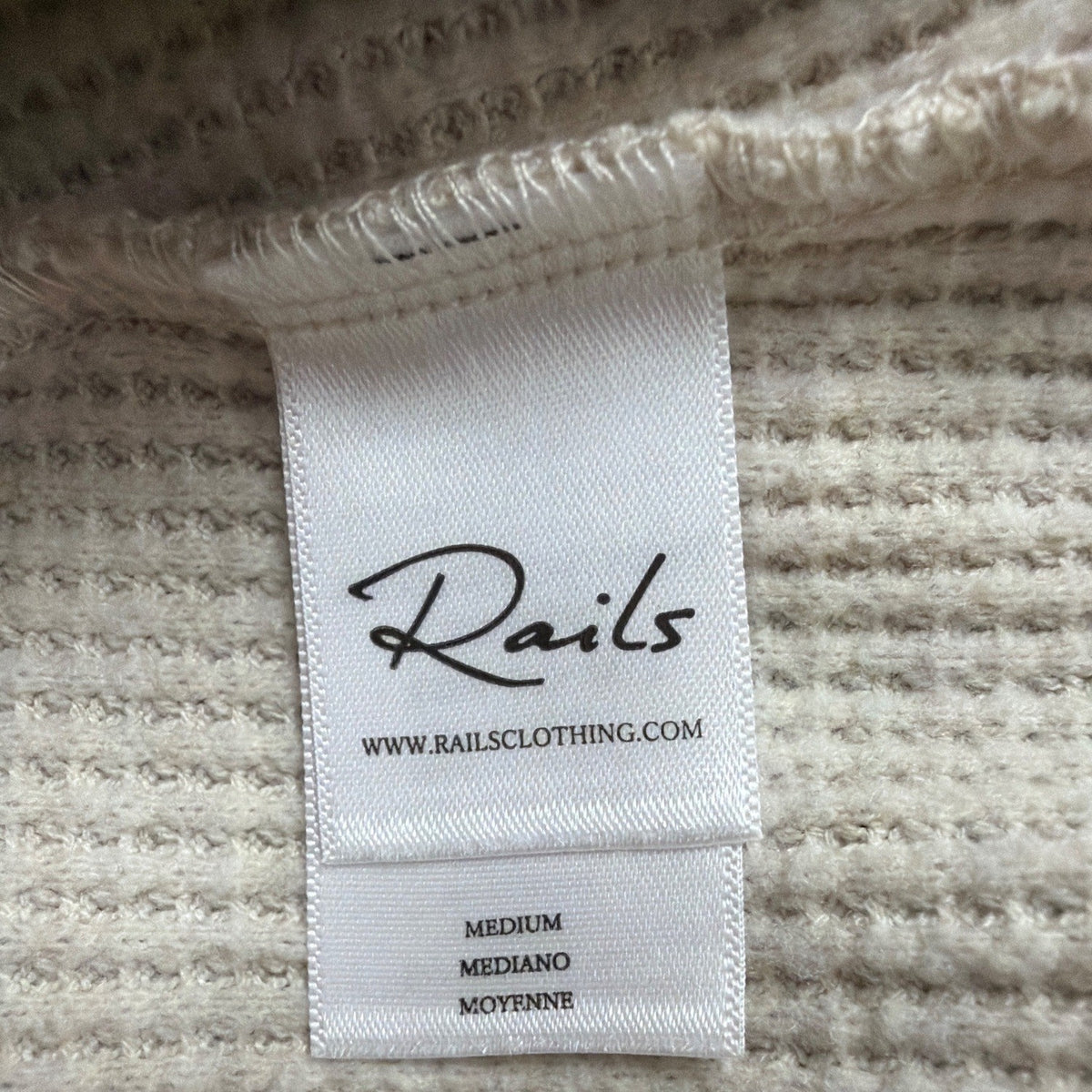 Rails Womens Heather Oatmeal Hooded Waffle Knit Pullover Hoodie Sz M