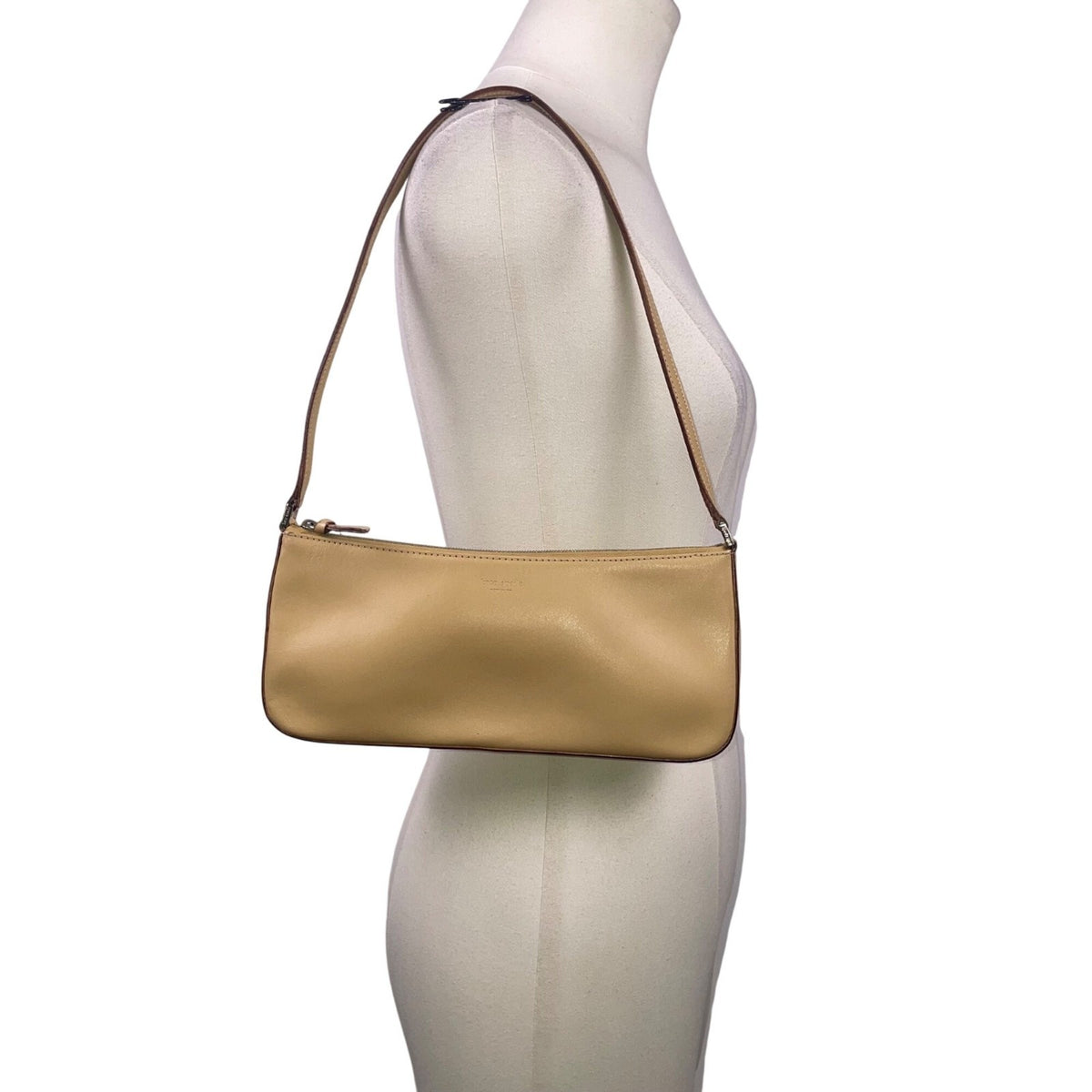 Kate Spade Women’s Beige Leather Rectangular Minimalist Design Shoulder Bag