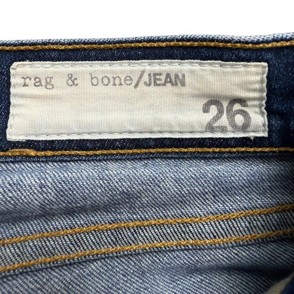 Rag & Bone Womens Blue Cotton Denim Distressed Frayed Hem Jeans Stretch Size 26