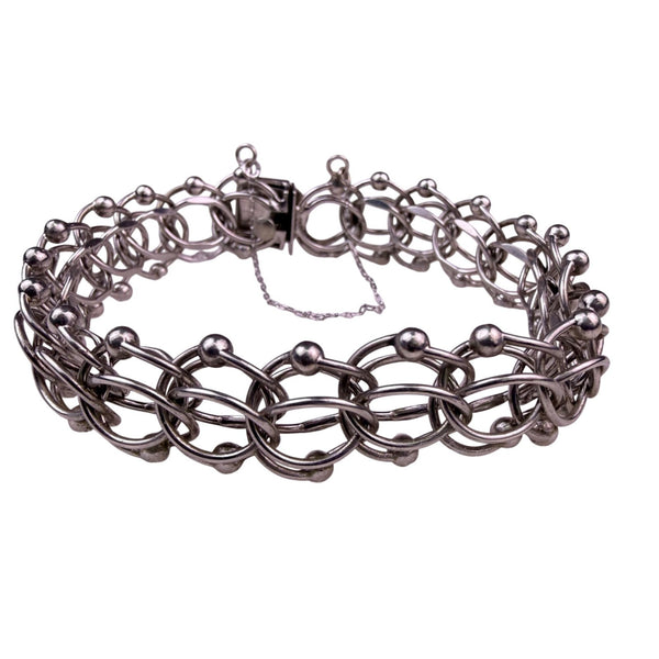 Vintage Sterling Silver Multi-Link Charm Bracelet With Box Clasp Elegant