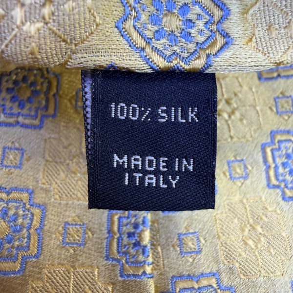 Jos. A. Bank Mens Yellow & Blue Silk Tie Signature Collection Geometric Pattern