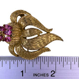 Vintage Schrager Womens Gold Tone & Pink Marquise Floral Brooch Jewelry