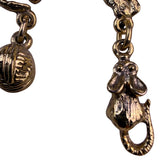 Vintage Womens Gold Tone Metal Cat Brooch With Dangling Charms