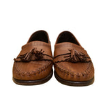 Cole Haan Men’s Brown Leather Slip-On Braided Trim Tassel Loafers Size 10