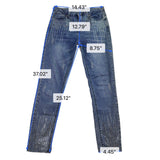 Be You Womens Blue Denim Embellished Distressed Skinny Jeans Size L