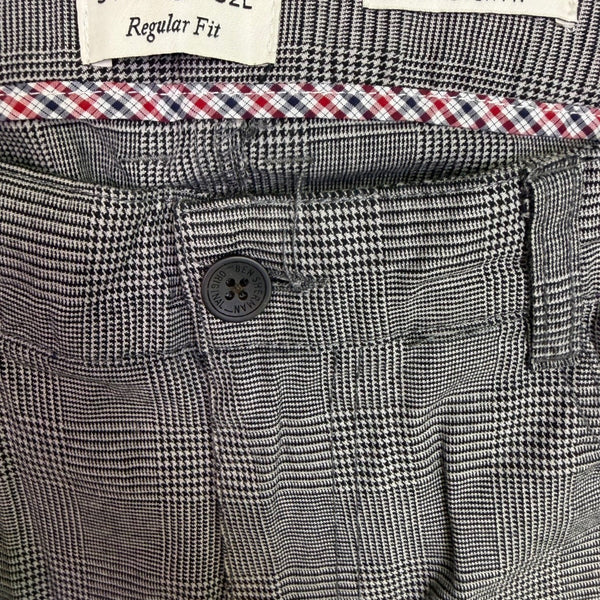 Ben Sherman Mens Gray Stretch Cotton Pants Plaid Regular Fit Size 34W X 32L