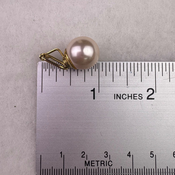 Gold Tone Womens Clip-On Earrings Faux Pearl Round Shape