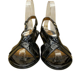 Sofft Women’s Black Patent Leather Slingback Wedge Heel Strappy Sandals Size 7M