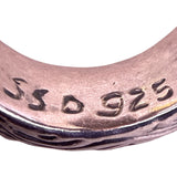 Sterling Silver 925 Womens Etched Bangle Bracelet & Hoop Earrings Set Vintage