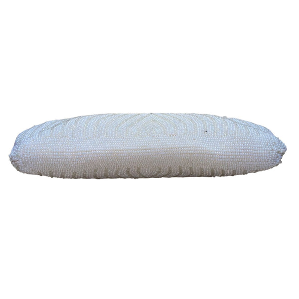 Vintage Women’s Ivory Beaded Made in Japan Kiss Lock Evening Clutch