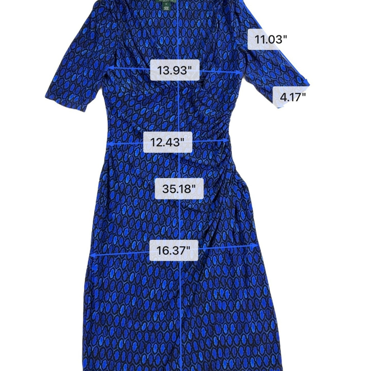 Lauren Ralph Lauren Womens Blue Wrap Dress Animal Print Short Sleeve  Size 6