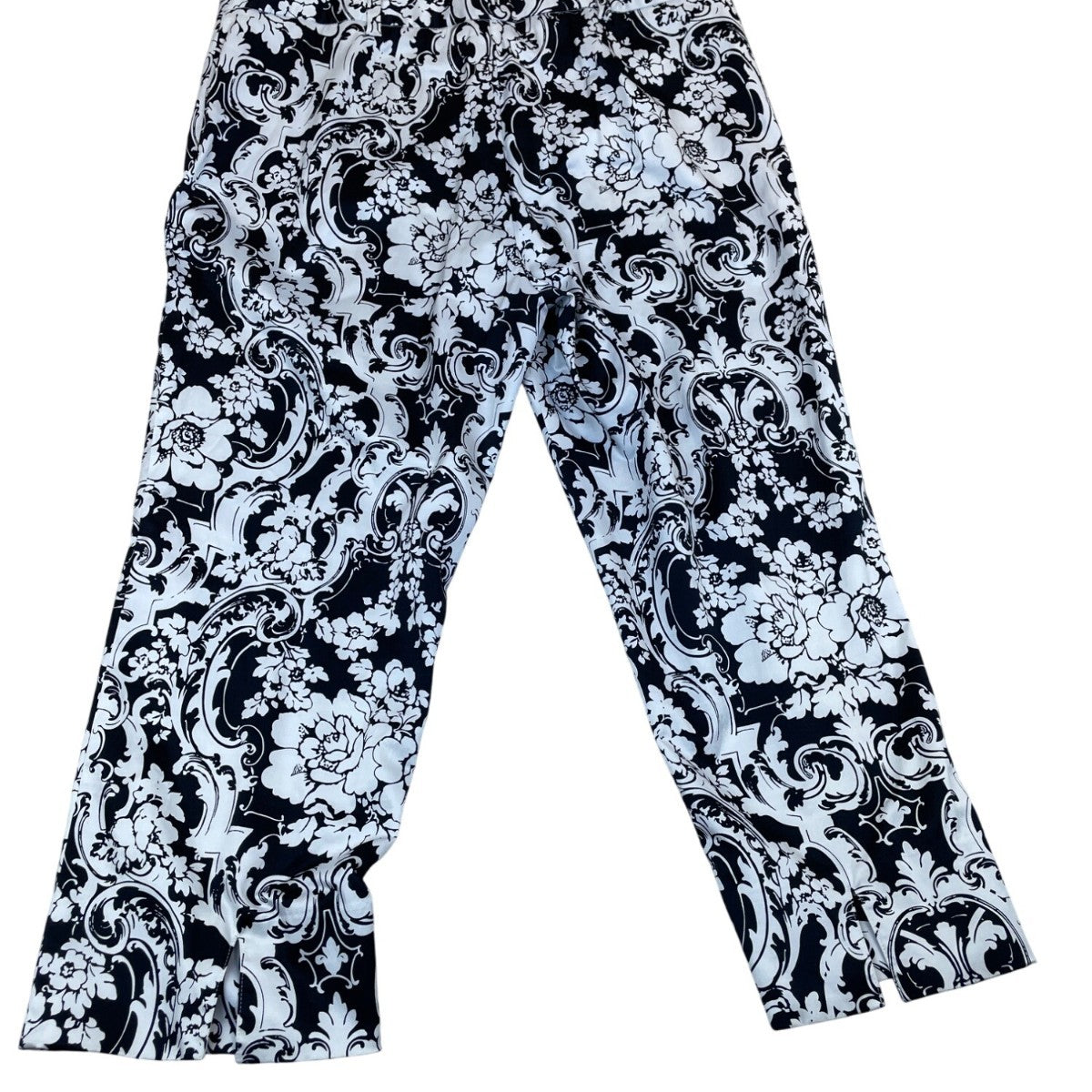 Oscarde la Renta  Womens Black & White Floral Damask Wide Leg Pants Size 14