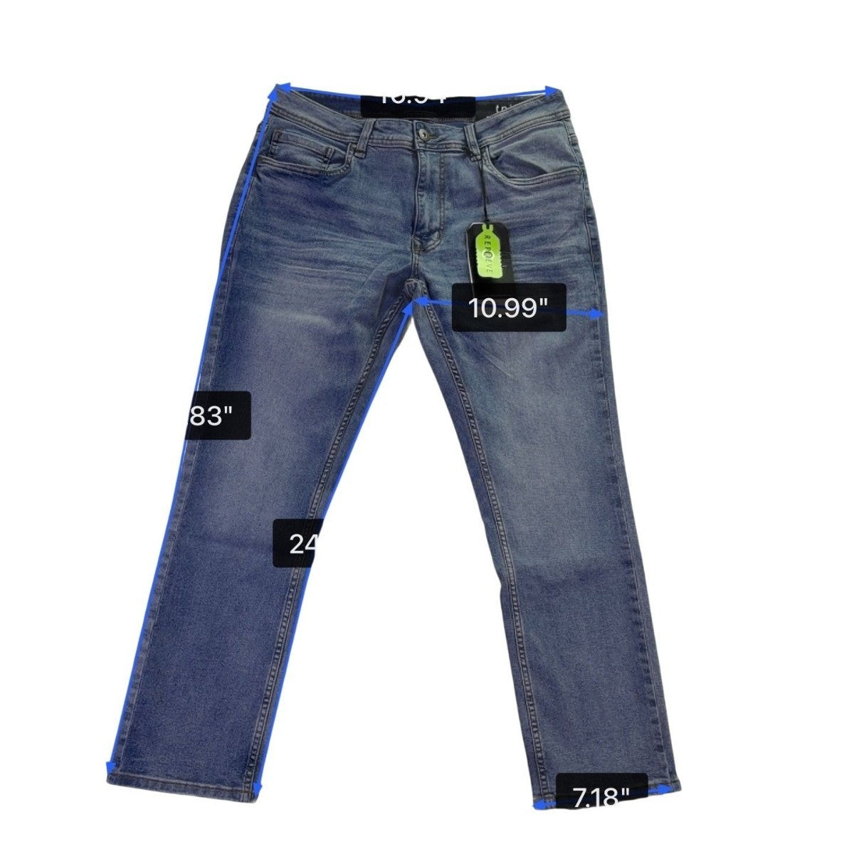 Tpj Mens Blue Denim Slim Fit Jeans Recycled Cotton Spandex Blend Sz 33x28