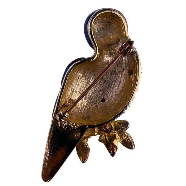 Vintage Unknown Multicolor Various Metal Parrot Brooch Rhinestones Enamel Pin