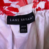 Lane Bryant Womens Red & White Cotton Blend Maxi Floral Dress Size 14/16 
