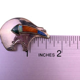 Sterling Handmade Navajo Womens Silver Tone Mixed Stone Spirit Bear Brooch