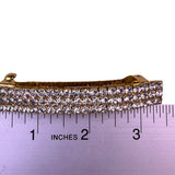 Monet Womens Gold Tone Rhinestone Jewelry Set Clip Earrings & Hair Barrette Boxe