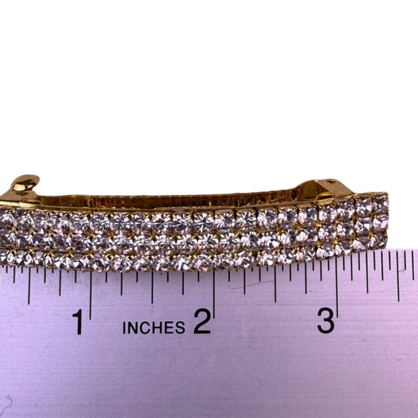 Monet Womens Gold Tone Rhinestone Jewelry Set Clip Earrings & Hair Barrette Boxe