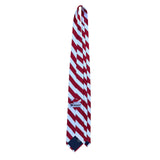 Tiemart Mens Red & White Striped Polyester Handmade Necktie 58 Inches Long