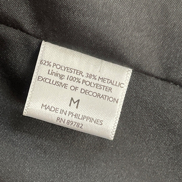 Natori Women's Gold & Black Metallic Brocade Open Front Long Sleeve Coat Sz M