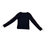 Cabo Womens Black Beaded Embroidered Long Sleeve Top Pull Tie Size S